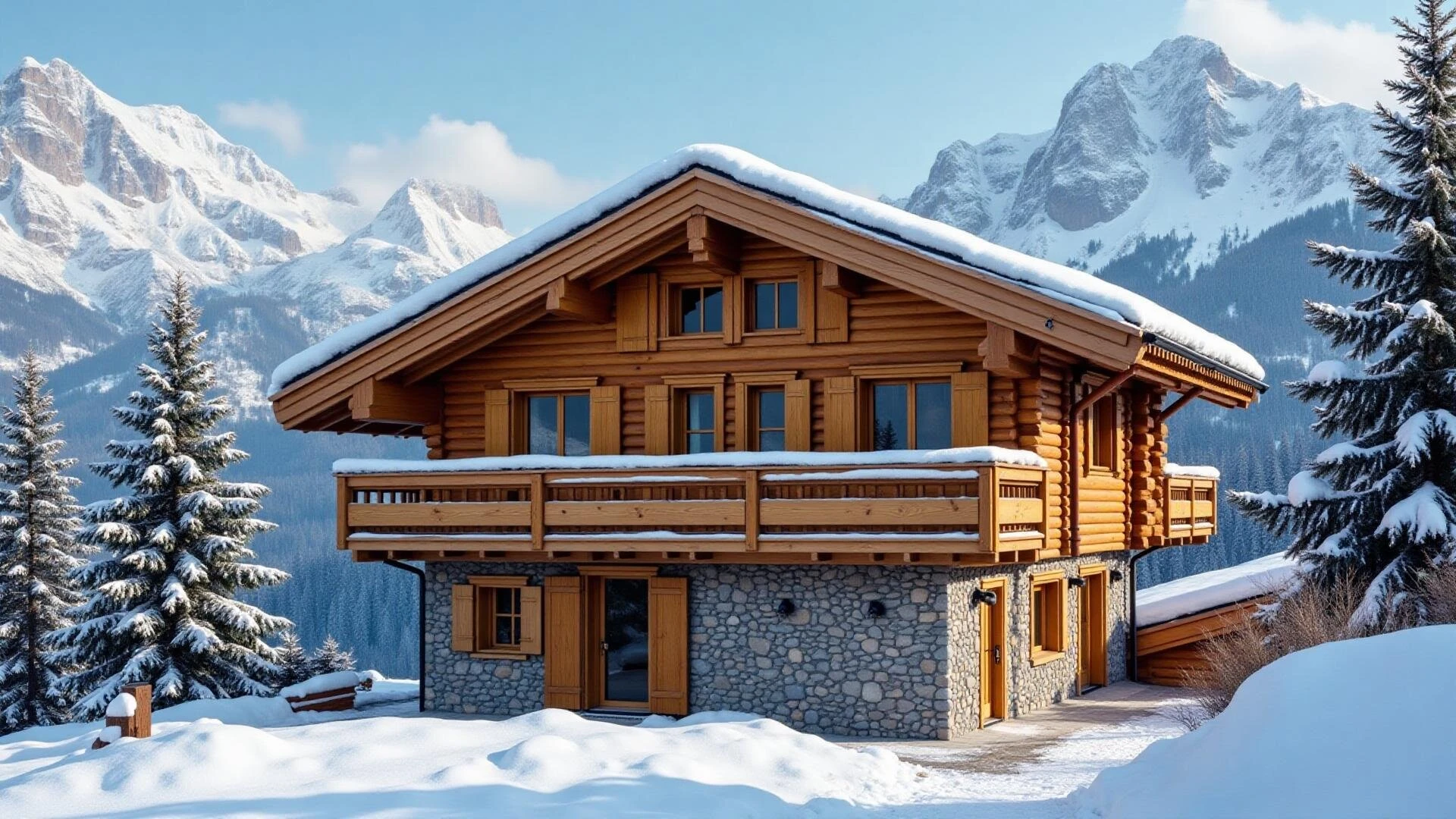 Paysage montagneux de Savoie avec chalet et stations de ski - Immobilier prestige Savoie Haute-Savoie